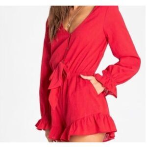 BILLABONG Red Long Sleeve Romper Size Medium